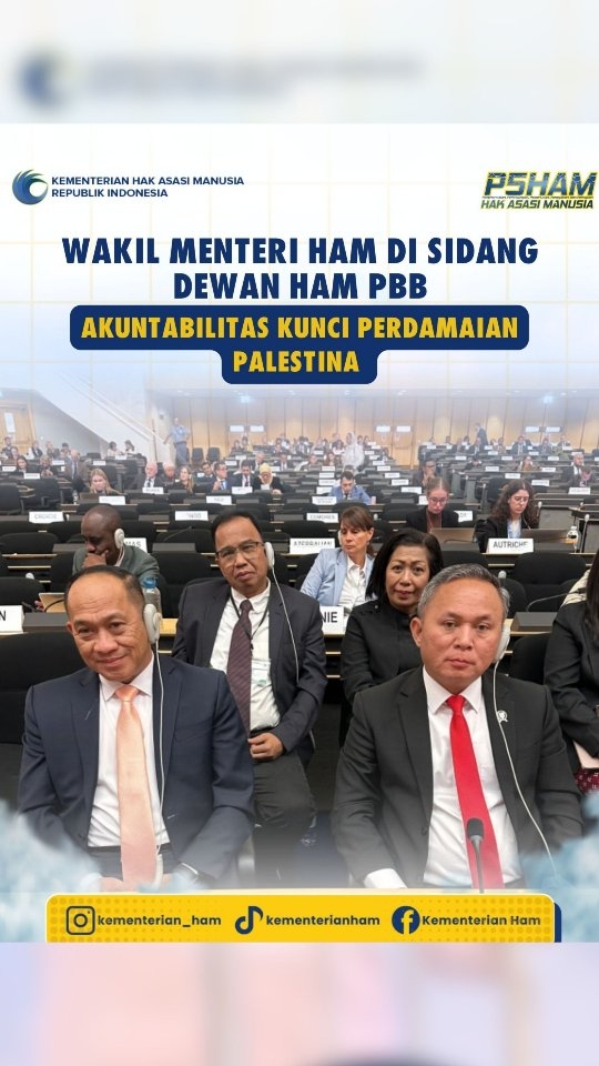 Wakil Menteri HAM di Sidang Dewan HAM PBB: Akuntabilitas Kunci Perdamaian Palestina